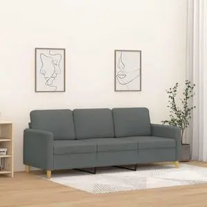vidaXL Sofa Accent Upholstered 3-Seater Couch Sofa Armchair Dark Gray Fabric