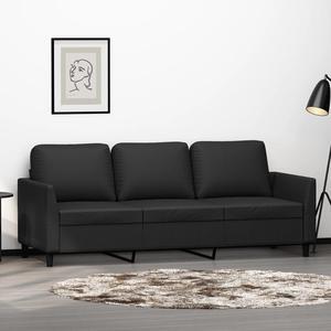 vidaXL Sofa Accent Upholstered 3-Seater Couch Sofa Armchair Black Faux Leather