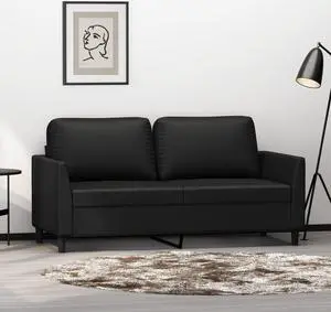 vidaXL Sofa Accent Loveseat Couch Settee 2 Seater Sofa Black Faux Leather
