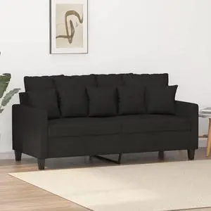 vidaXL Sofa Accent Loveseat Couch 2 Seater Sofa Living Room Seating Black Fabric