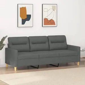 vidaXL Sofa Upholstered 3-Seater Sofa Couch for Living Room Dark Gray Fabric