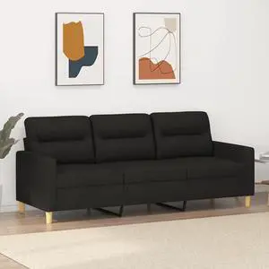 vidaXL Sofa Accent Upholstered 3-Seater Sofa Couch for Living Room Black Fabric