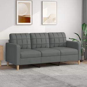 vidaXL Sofa Upholstered 3-Seater Sofa Couch for Living Room Dark Gray Fabric