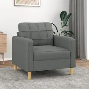 vidaXL Sofa Upholstered Accent Single Sofa Chair with Pillow Dark Gray Fabric