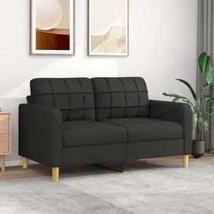 vidaXL Sofa Accent Upholstered Loveseat Couch Lounge Sofa Settee Black Fabric