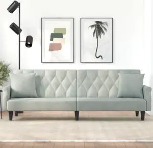 vidaXL Sleeper Sofa with Armrests Light Gray Velvet Couch Sofa Recliner Loveseat