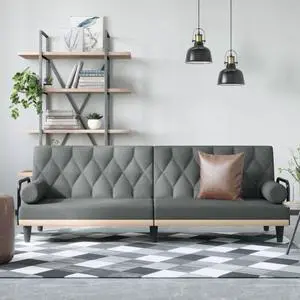 vidaXL Sofa Bed with Armrests Dark Gray Fabric Sofa Couch Recliner Loveseat