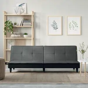 vidaXL Sofa Bed Dark Gray Fabric Sofa Couch Recliner Loveseat Folding Daybed