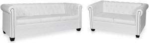 vidaXL Couch Set Loveseat Couch Living Room Furniture Set White Faux Leather