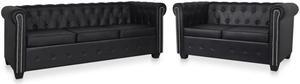 vidaXL Couch Set Loveseat Couch Living Room Furniture Set Black Faux Leather
