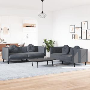 vidaXL Sofa Set with Pillows Settee Couch Living Room 2 Piece Dark Gray Velvet