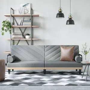 vidaXL Sleeper Sofa with Armrests Couch Recliner Loveseat Light Gray Fabric