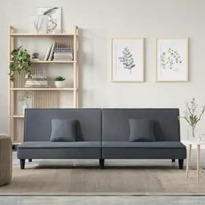 vidaXL Sleeper Sofa Couch Recliner Loveseat Folding Daybed Dark Gray Velvet