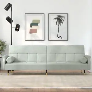 vidaXL Sofa Bed Loveseat Convertible Sofa Bed with Cushions Light Gray Velvet