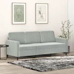 vidaXL Sofa Accent Upholstered 3-Seater Couch Sofa Armchair Light Gray Velvet