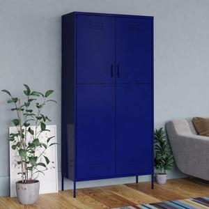 vidaXL Wardrobe Navy Blue Steel Clothing Cabinet Hanger Organizer Furniture