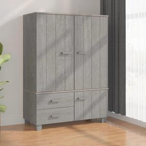 vidaXL Wardrobe Armoire Closet with Shelves HAMAR Light Gray Solid Wood Pine