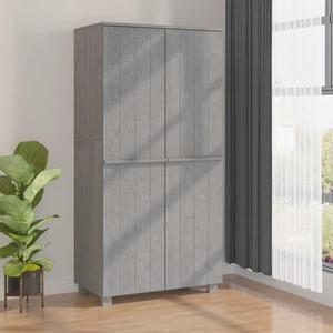 vidaXL Wardrobe Armoire Closet Clothes Storage HAMAR Light Gray Solid Wood Pine