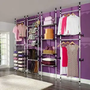 vidaXL Storage Rack Telescopic Closet Organization System with Rods Aluminum