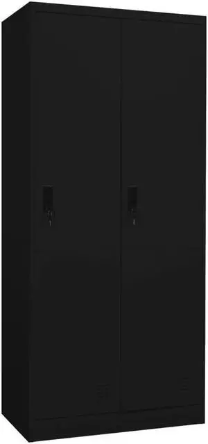 vidaXL Wardrobe Armoire Clothes Storage with 2 Lockable Doors Black Steel