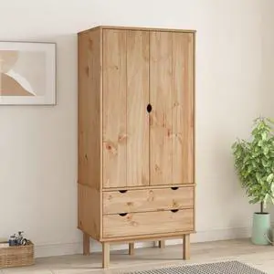 vidaXL Closet Cabinet Wardrobe Closet Organizer Armoire OTTA Solid Wood Pine