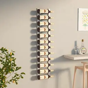vidaXL Wall Mounted Wine Rack for 12 Bottles Wall Wine Rack Shelf White Iron