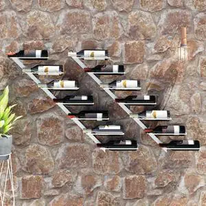 vidaXL Wall-mounted Wine Rack for 7 Bottles Wine Bottle Holder 2 Pcs White Metal