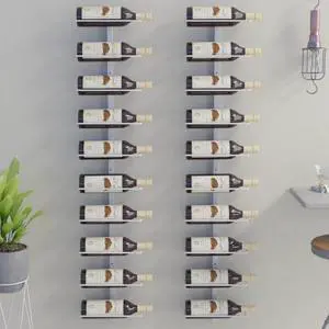 vidaXL Wall-mounted Wine Rack for 10 Bottles Bottle Holder 2 Pcs White Metal