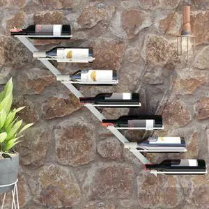 vidaXL Wall-mounted Wine Rack for 7 Bottles Wine Bottle Holder White Metal vidaXL Wall-mounted Wine Rack for 7 Bottles Wine Bottle Holder White Metal