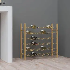 vidaXL Wine Rack for 36 Bottles Storage Wine Bottle Holder Stand Gold Metal