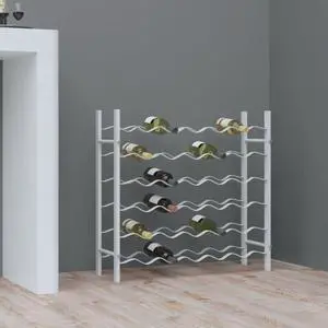 vidaXL Wine Rack for 36 Bottles Storage Wine Bottle Holder Stand White Metal