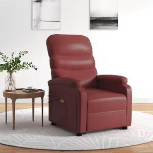 vidaXL Power Lift Recliner Electric Lift Chair for Elderly Wine Red Faux Leather