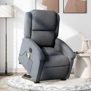 vidaXL Electric Stand up Massage Recliner Chair Armchair Dark Gray Velvet