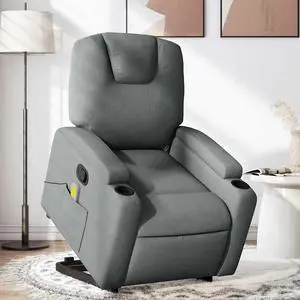 vidaXL Stand up Massage Recliner Chair Power Lift Armchair Dark Gray Fabric