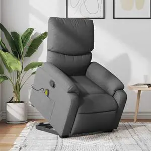vidaXL Stand up Massage Recliner Chair Power Lift Armchair Dark Gray Fabric
