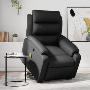 vidaXL Stand up Massage Recliner Chair Power Lift Armchair Black Faux Leather