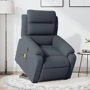 vidaXL Electric Stand up Massage Recliner Chair Armchair Dark Gray Velvet