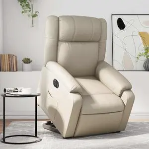 vidaXL Electric Stand up Massage Recliner Chair Armchair Cream Faux Leather