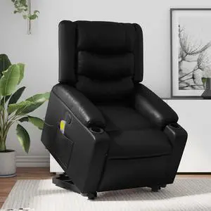 vidaXL Electric Stand up Massage Recliner Chair Armchair Black Faux Leather