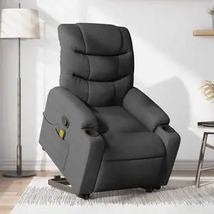 vidaXL Stand up Massage Recliner Chair Power Lift for Elderly Dark Gray Fabric