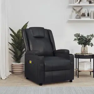 vidaXL Massage Chair Adjustable Reclining Seating Furniture Black Faux Leather