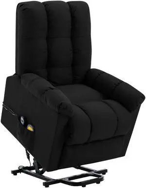 vidaXL Power Lift Recliner Electric Lift Chair for Home Theater Black Fabric