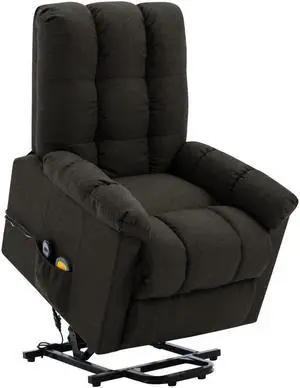 vidaXL Power Lift Recliner Electric Lift Chair for Elderly Dark Brown Fabric