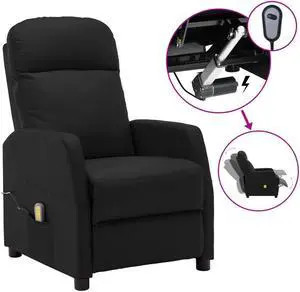 vidaXL Massage Recliner Chair Sleeper Chair for Home Theater Black Faux Leather