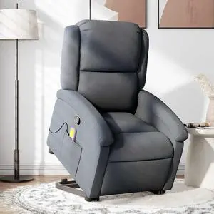 vidaXL Stand up Massage Recliner Chair Power Lift Armchair Dark Gray Velvet