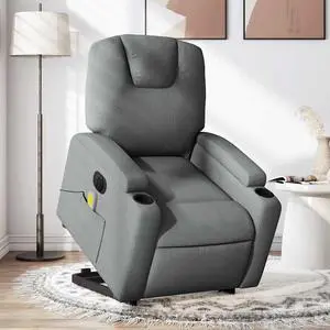 vidaXL Electric Stand up Massage Recliner Chair Armchair Dark Gray Fabric
