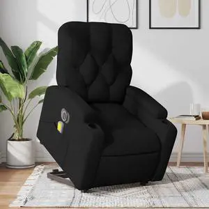 vidaXL Electric Stand up Massage Recliner Chair Power Lift Armchair Black Fabric