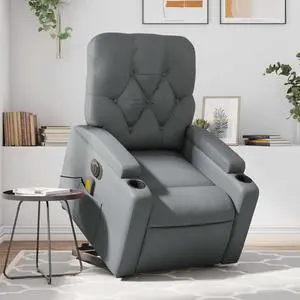 vidaXL Electric Stand up Massage Recliner Chair Armchair Gray Faux Leather
