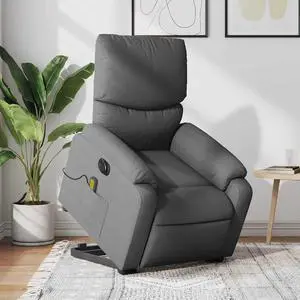 vidaXL Electric Stand up Massage Recliner Chair Armchair Dark Gray Fabric