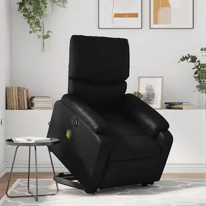 vidaXL Electric Stand up Massage Recliner Chair Armchair Black Faux Leather